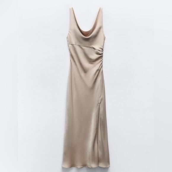 ZARA DRAPED LINGERIE-STYLE DRESS - Picture 2 of 5